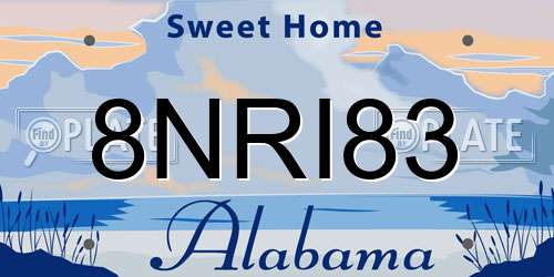 8NRI83 Alabama License Plate