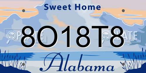 8O18T8 Alabama License Plate