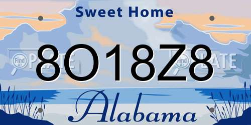8O18Z8 Alabama License Plate