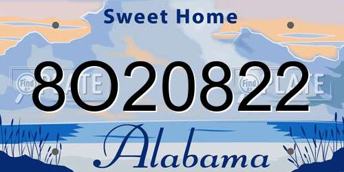 8O20822 Alabama License Plate