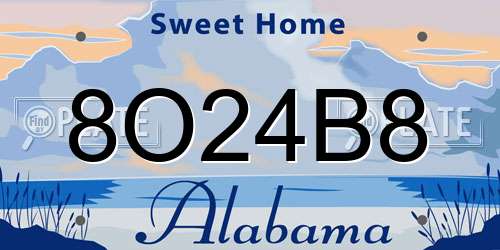 8O24B8 Alabama License Plate