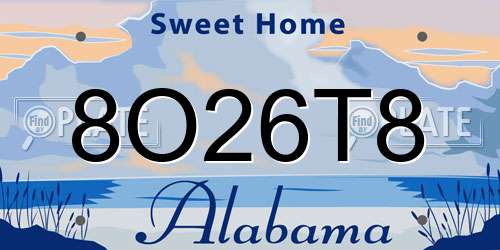 8O26T8 Alabama License Plate