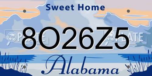 8O26Z5 Alabama License Plate