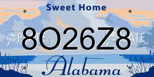 8O26Z8 Alabama License Plate