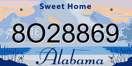8O28869 Alabama License Plate