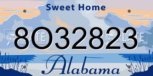 8O32823 Alabama License Plate