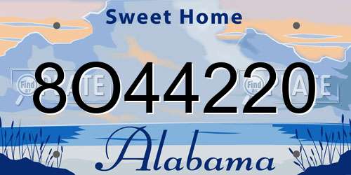 8O44220 Alabama License Plate