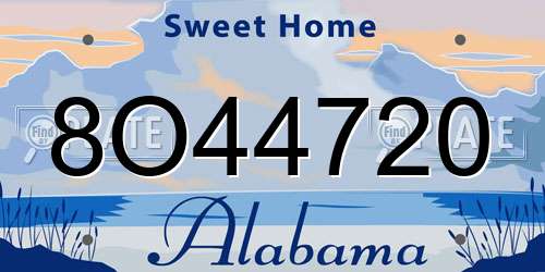 8O44720 Alabama License Plate