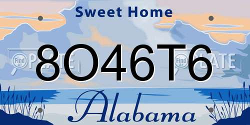 8O46T6 Alabama License Plate