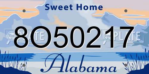 8O50217 Alabama License Plate