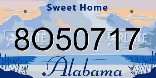 8O50717 Alabama License Plate
