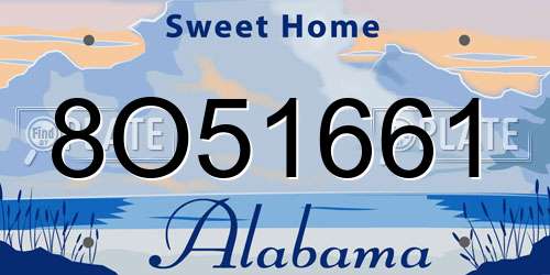 8O51661 Alabama License Plate
