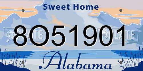 8O51901 Alabama License Plate