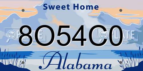 8O54C0 Alabama License Plate