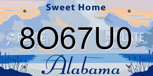 8O67U0 Alabama License Plate