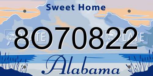 8O70822 Alabama License Plate