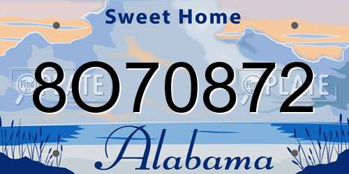 8O70872 Alabama License Plate