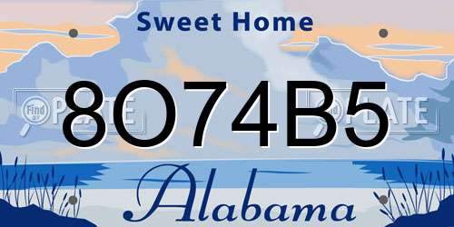 8O74B5 Alabama License Plate