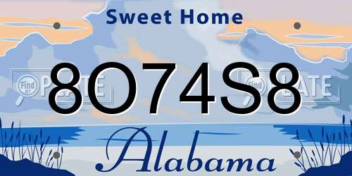 8O74S8 Alabama License Plate