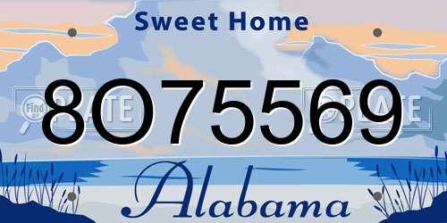 8O75569 Alabama License Plate