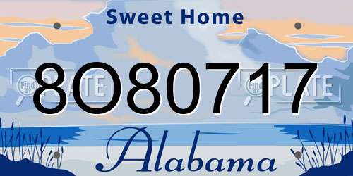 8O80717 Alabama License Plate