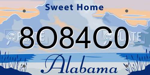 8O84C0 Alabama License Plate