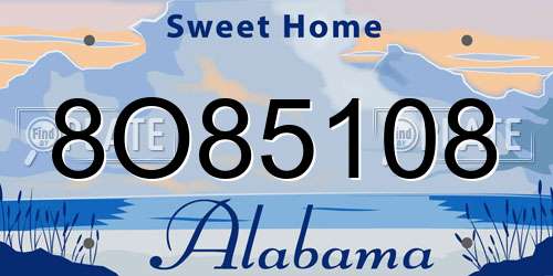 8O85108 Alabama License Plate