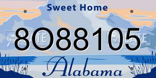 8O88105 Alabama License Plate