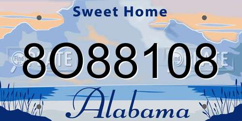 8O88108 Alabama License Plate