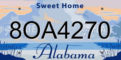 8OA4270 Alabama License Plate