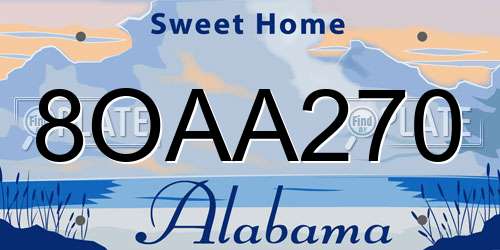 8OAA270 Alabama License Plate