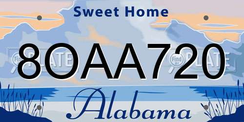 8OAA720 Alabama License Plate