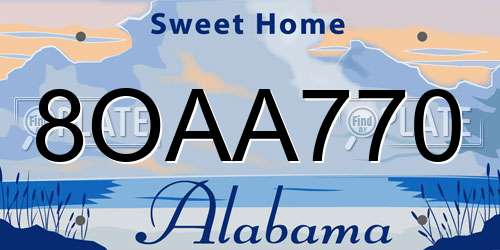 8OAA770 Alabama License Plate
