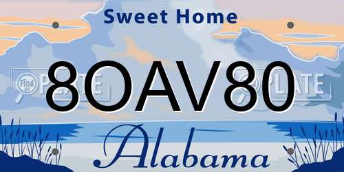8OAV80 Alabama License Plate