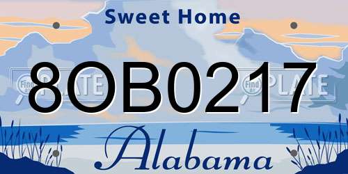 8OB0217 Alabama License Plate
