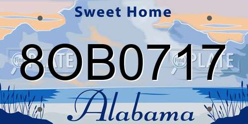 8OB0717 Alabama License Plate