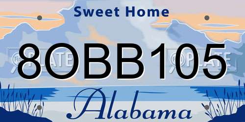 8OBB105 Alabama License Plate