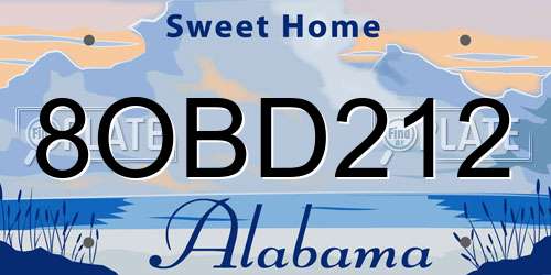8OBD212 Alabama License Plate