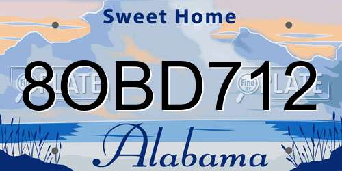 8OBD712 Alabama License Plate