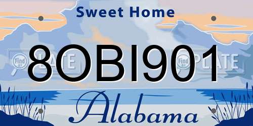8OBI901 Alabama License Plate