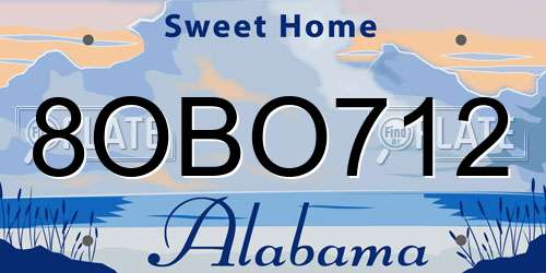 8OBO712 Alabama License Plate
