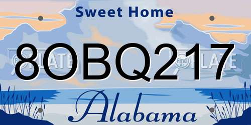 8OBQ217 Alabama License Plate