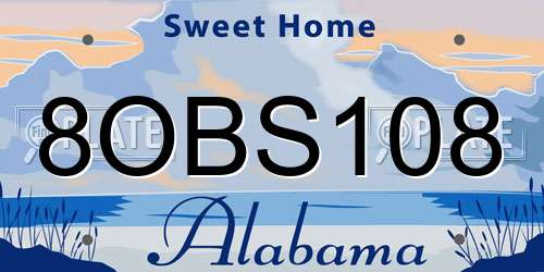 8OBS108 Alabama License Plate