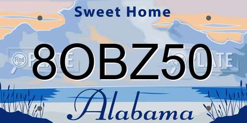 8OBZ50 Alabama License Plate