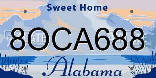 8OCA688 Alabama License Plate
