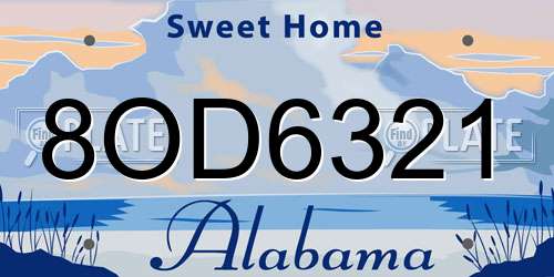 8OD6321 Alabama License Plate