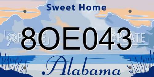 8OE043 Alabama License Plate