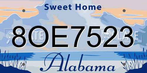 8OE7523 Alabama License Plate