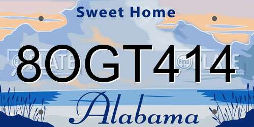 8OGT414 Alabama License Plate