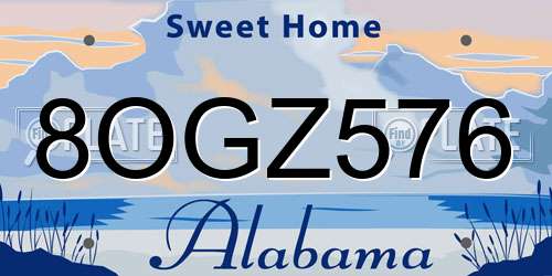 8OGZ576 Alabama License Plate